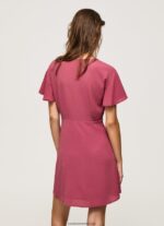 rochie scurtă cu decolteu în V femei Pepe Jeans fard de obraz închis 6Z0R46196 - imagine 4