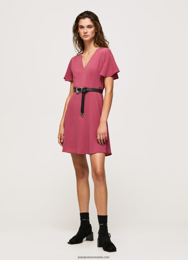 rochie scurtă cu decolteu în V femei Pepe Jeans fard de obraz închis 6Z0R46196 - imagine 1