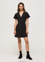 rochie scurtă cu decolteu în V femei Pepe Jeans negru 6Z0R46195 - imagine 2