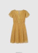 rochie skater cu guler rotunjit fată Pepe Jeans piersică 6Z0R461401 - imagine 3