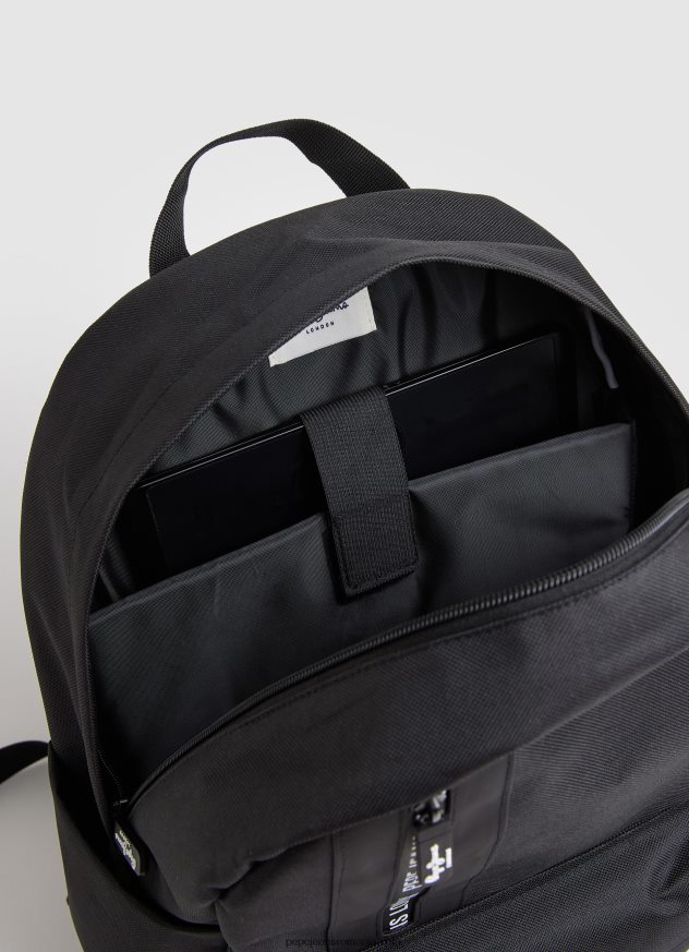 rucsac din material textil cu detalii de linie bărbați Pepe Jeans negru 6Z0R461294 - imagine 3