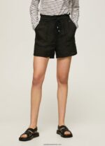sac de hârtie pantaloni scurți de in femei Pepe Jeans negru 6Z0R46489 - imagine 2