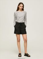 sac de hârtie pantaloni scurți de in femei Pepe Jeans negru 6Z0R46489