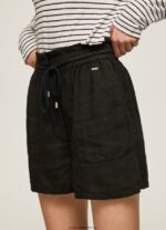 sac de hârtie pantaloni scurți de in femei Pepe Jeans negru 6Z0R46489 - imagine 3