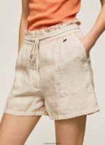 sac de hârtie pantaloni scurți de in femei Pepe Jeans piatră 6Z0R46490 - imagine 2