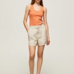 sac de hârtie pantaloni scurți de in femei Pepe Jeans piatră 6Z0R46490