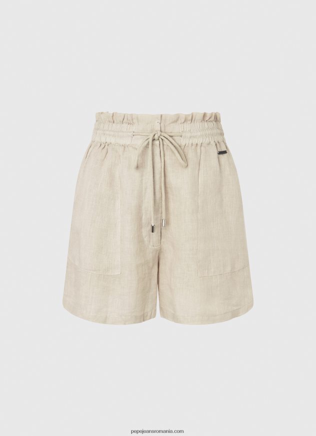 sac de hârtie pantaloni scurți de in femei Pepe Jeans piatră 6Z0R46490 - imagine 3