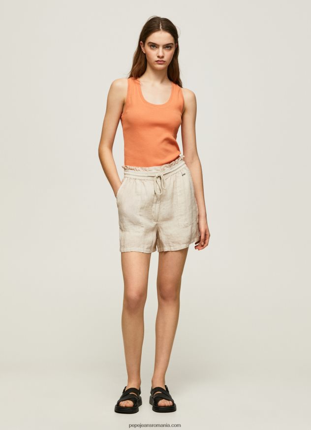 sac de hârtie pantaloni scurți de in femei Pepe Jeans piatră 6Z0R46490 - imagine 1