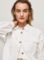 sacou din bumbac ajurat femei Pepe Jeans alb 6Z0R46142 - imagine 4