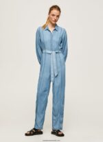 salopeta lunga cu detaliu curea femei Pepe Jeans albastru 6Z0R46192 - imagine 2