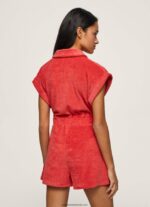 salopeta scurta din catifea femei Pepe Jeans studio roșu 6Z0R46210 - imagine 4