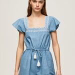 salopetă scurtă din denim femei Pepe Jeans albastru 6Z0R46191
