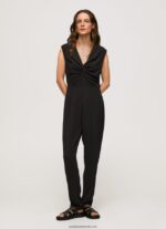salopete lungi cu detalii înnodate femei Pepe Jeans negru 6Z0R46157