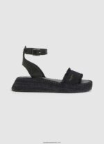 sandale cu pană din material kate femei Pepe Jeans negru 6Z0R46671