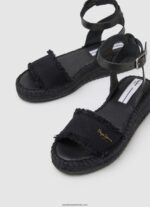 sandale cu pană din material kate femei Pepe Jeans negru 6Z0R46671 - imagine 3
