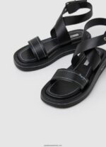sandale cu pană logi de vară femei Pepe Jeans negru 6Z0R46652 - imagine 3