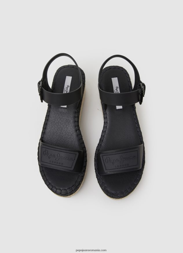 sandale cu pană marca witney femei Pepe Jeans negru 6Z0R46643 - imagine 2