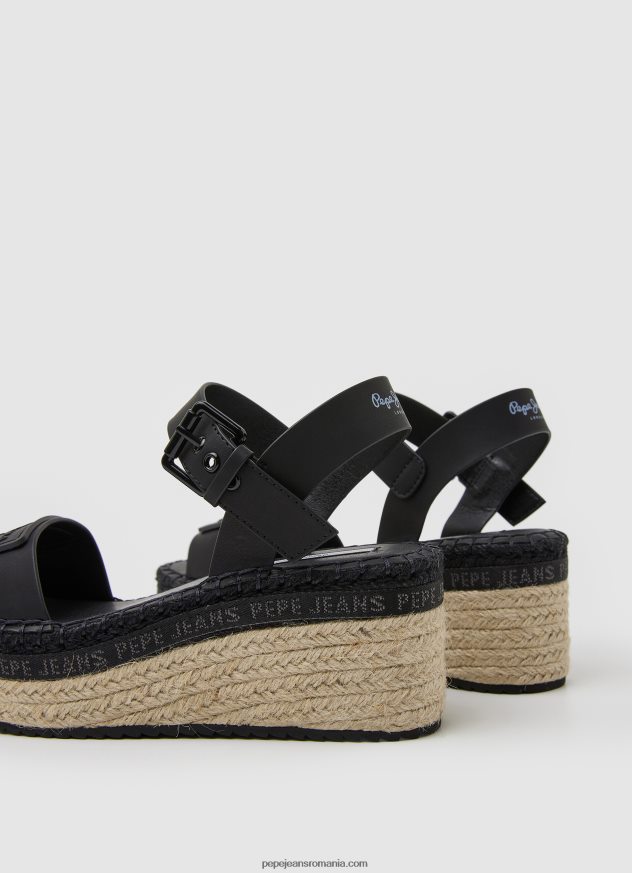 sandale cu pană marca witney femei Pepe Jeans negru 6Z0R46643 - imagine 4