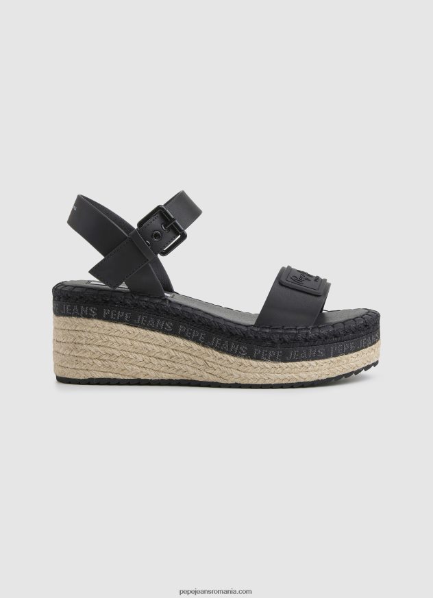 sandale cu pană marca witney femei Pepe Jeans negru 6Z0R46643 - imagine 1