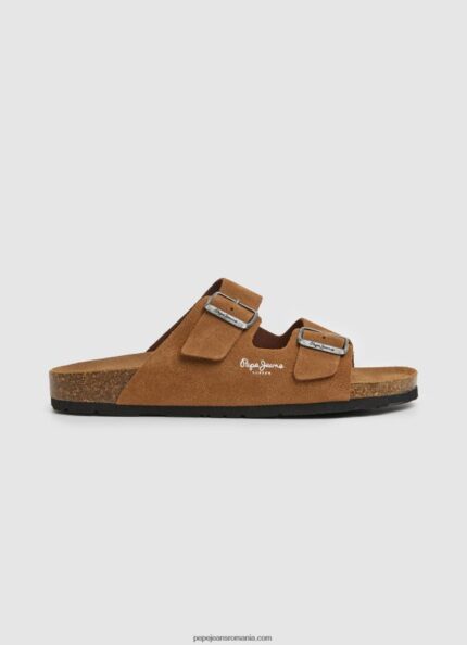 sandale din piele intoarsa bio bărbați Pepe Jeans bronzat 6Z0R461273
