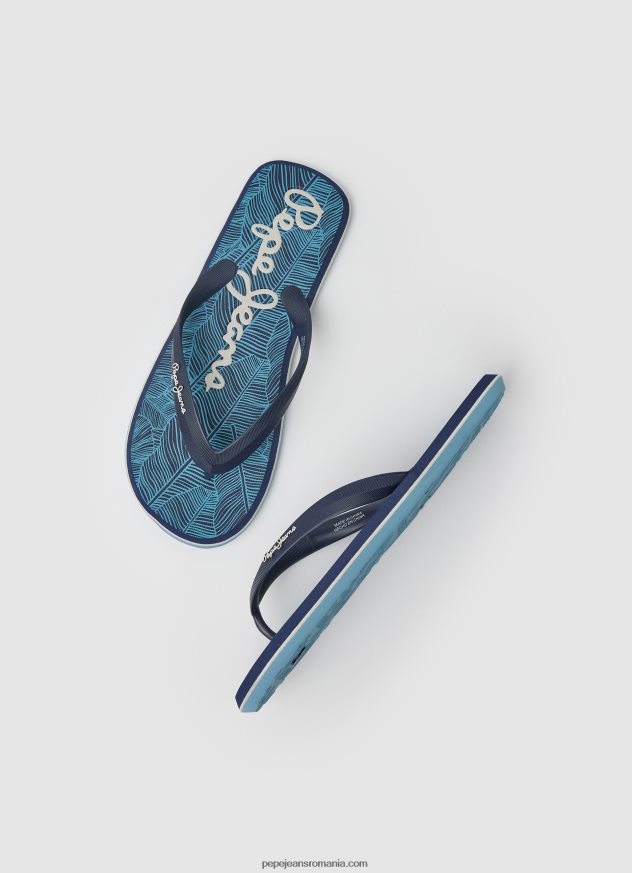 șlapi de plajă cu balene tropicale bărbați Pepe Jeans marina 6Z0R461287 - imagine 2