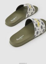 șlapi de plajă cu imprimeu glisor bărbați Pepe Jeans verde kaki 6Z0R461282 - imagine 4