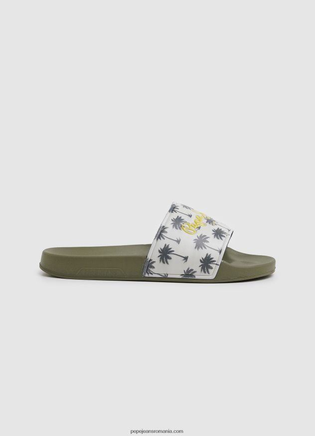 șlapi de plajă cu imprimeu glisor bărbați Pepe Jeans verde kaki 6Z0R461282 - imagine 1