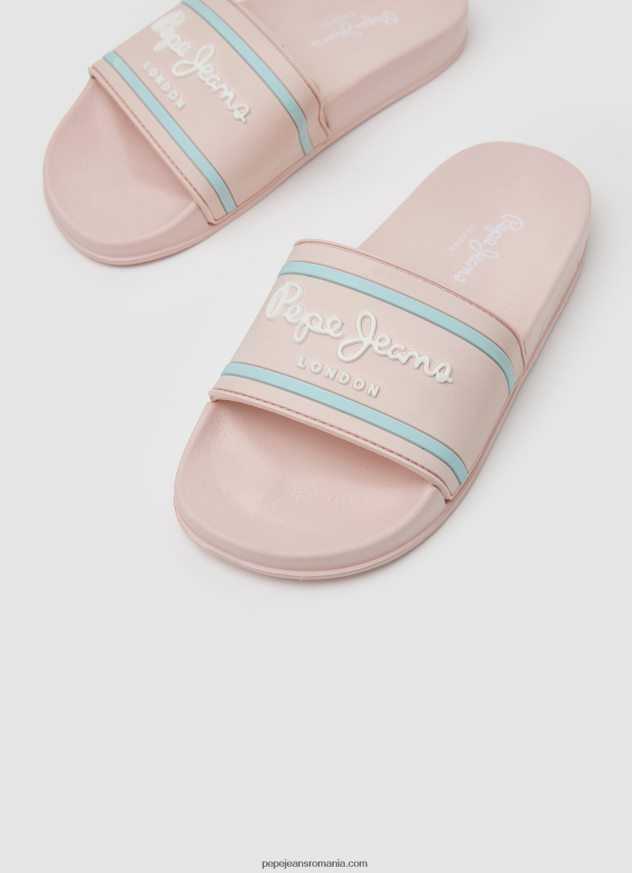 șlapi de plajă cu logo slider fată Pepe Jeans roz deschis 6Z0R461347 - imagine 3