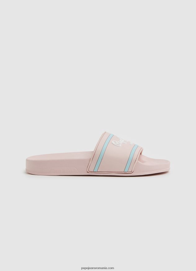 șlapi de plajă cu logo slider fată Pepe Jeans roz deschis 6Z0R461347 - imagine 1