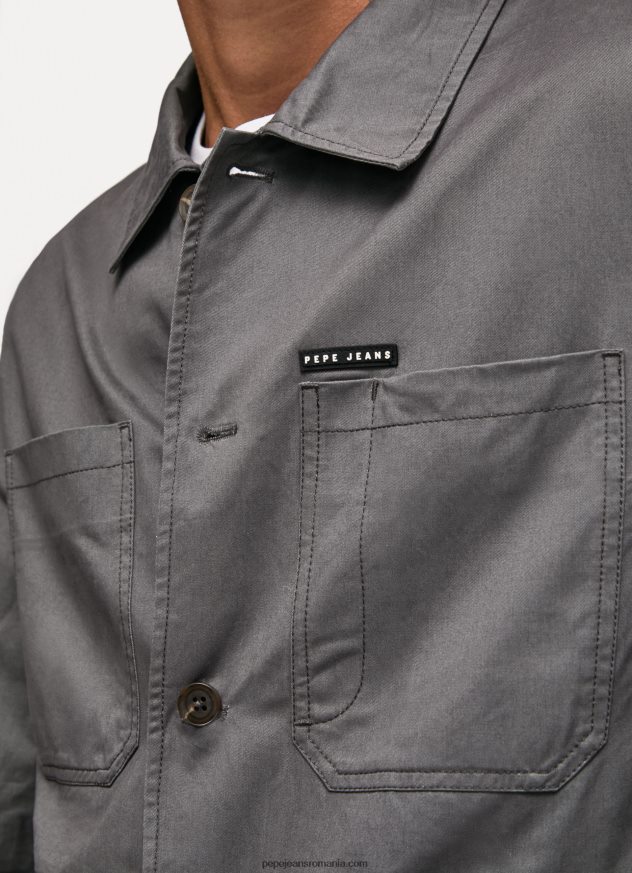 supracămașă din twill cu potrivire relaxată bărbați Pepe Jeans negru spalat 6Z0R461047 - imagine 3