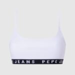sutien sport din bumbac femei Pepe Jeans alb 6Z0R46536