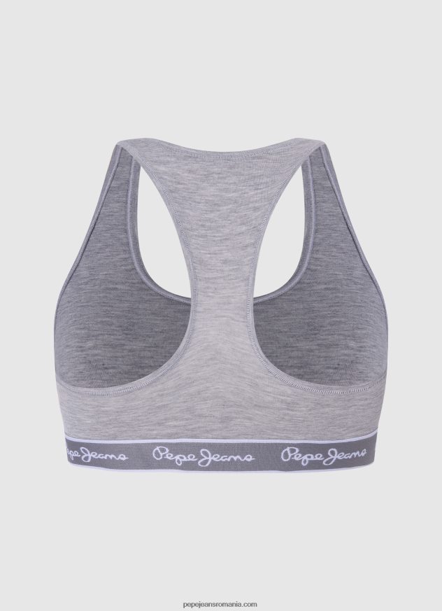 sutien sport din bumbac femei Pepe Jeans marnă cenușie 6Z0R46544 - imagine 2
