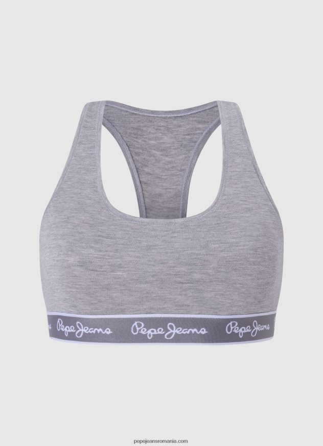 sutien sport din bumbac femei Pepe Jeans marnă cenușie 6Z0R46544 - imagine 1