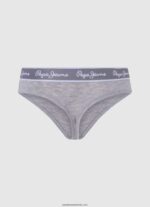 tanga clasica cu logo imprimat femei Pepe Jeans marnă cenușie 6Z0R46545 - imagine 2