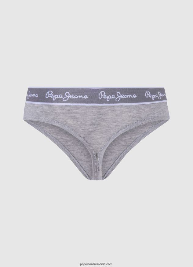 tanga clasica cu logo imprimat femei Pepe Jeans marnă cenușie 6Z0R46545 - imagine 2