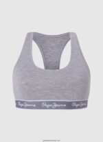 tanga clasica cu logo imprimat femei Pepe Jeans marnă cenușie 6Z0R46545 - imagine 3
