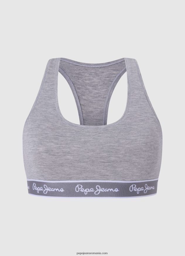 tanga clasica cu logo imprimat femei Pepe Jeans marnă cenușie 6Z0R46545 - imagine 3