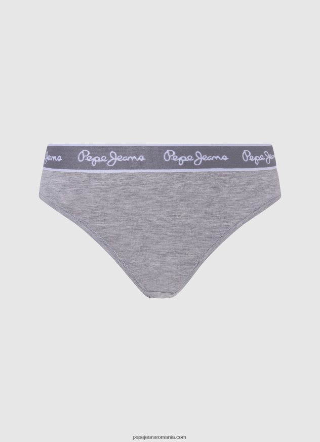 tanga clasica cu logo imprimat femei Pepe Jeans marnă cenușie 6Z0R46545 - imagine 1