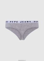 tanga clasica cu logo imprimat femei Pepe Jeans marnă cenușie 6Z0R46568 - imagine 2