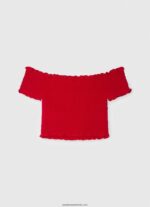 top adunat cu mâneci scurte fată Pepe Jeans roșu 6Z0R461424 - imagine 2