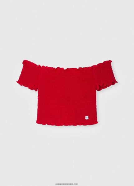 top adunat cu mâneci scurte fată Pepe Jeans roșu 6Z0R461424