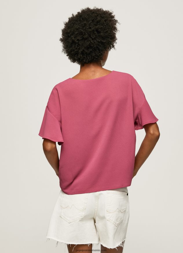 top creponat cu volanuri pe maneci femei Pepe Jeans fard de obraz închis 6Z0R46375 - imagine 4