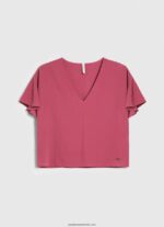 top creponat cu volanuri pe maneci femei Pepe Jeans fard de obraz închis 6Z0R46375 - imagine 5