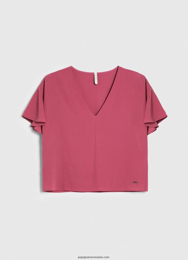 top creponat cu volanuri pe maneci femei Pepe Jeans fard de obraz închis 6Z0R46375 - imagine 5