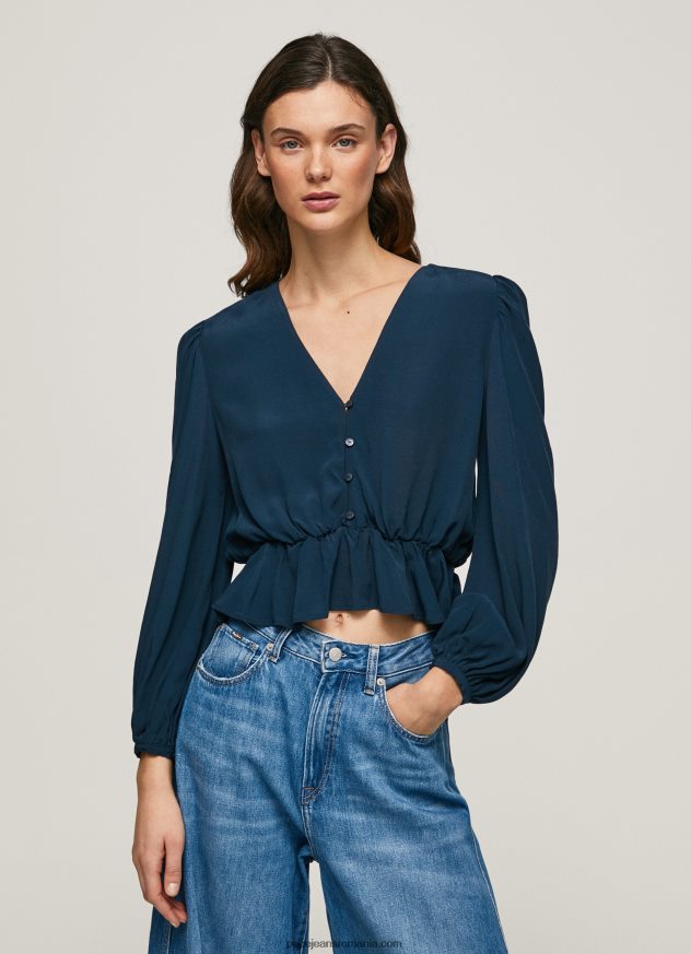 top cropped cu decolteu în V femei Pepe Jeans dulwich 6Z0R46325 - imagine 1