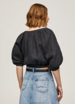 top cropped cu decolteu în V femei Pepe Jeans negru 6Z0R46374 - imagine 4