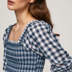 top cropped cu imprimeu în carouri femei Pepe Jeans multi 6Z0R46370