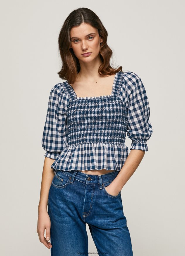top cropped cu imprimeu în carouri femei Pepe Jeans multi 6Z0R46370 - imagine 3