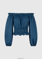 top cropped din popelin de bumbac femei Pepe Jeans ocean 6Z0R46360 - imagine 5