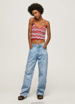top cu imprimeu în zig-zag femei Pepe Jeans studio roșu 6Z0R46226 - imagine 2